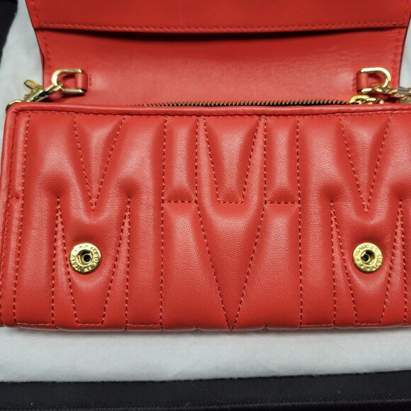 Moschino Red Quilted Nappa Monogram Leather Crossbody/Shoulder Bag w/COA - Picture 7 of 16
